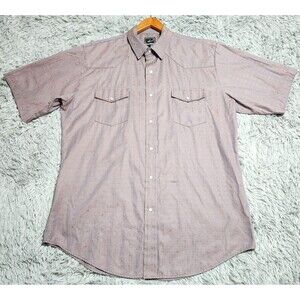 Roper Western Pearl Snap Shirt Adult XL Blue Gray Rodeo Mens Star Pattern Cowboy